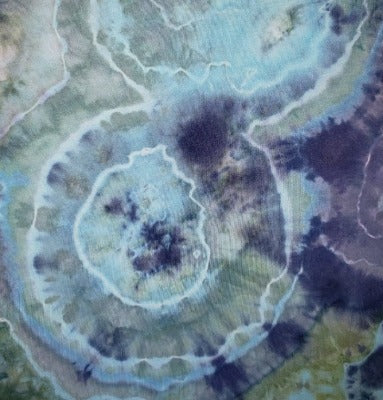 Dye over ice, geode tie on a bamboo viscose blend.