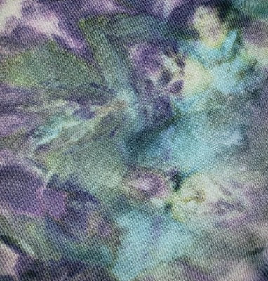 Dye over ice, scrunched on a 100% cotton tee.