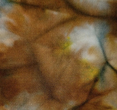 Scrunched, dye under ice.