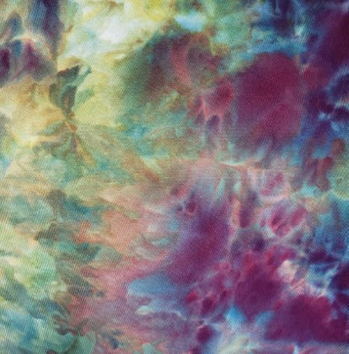 Dye over ice, scrunched on a 100% cotton tee.