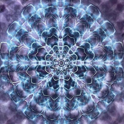 Mandala, hot water irrigation. 1 tbs dye to 1/3 cup soda ash. Photo credit: Brent Walker.