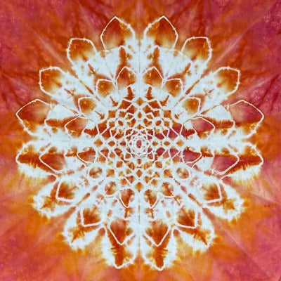 Mandala, hot water irrigation. 1 tbs dye to 1/3 cup soda ash. Photo credit: Brent Walker.