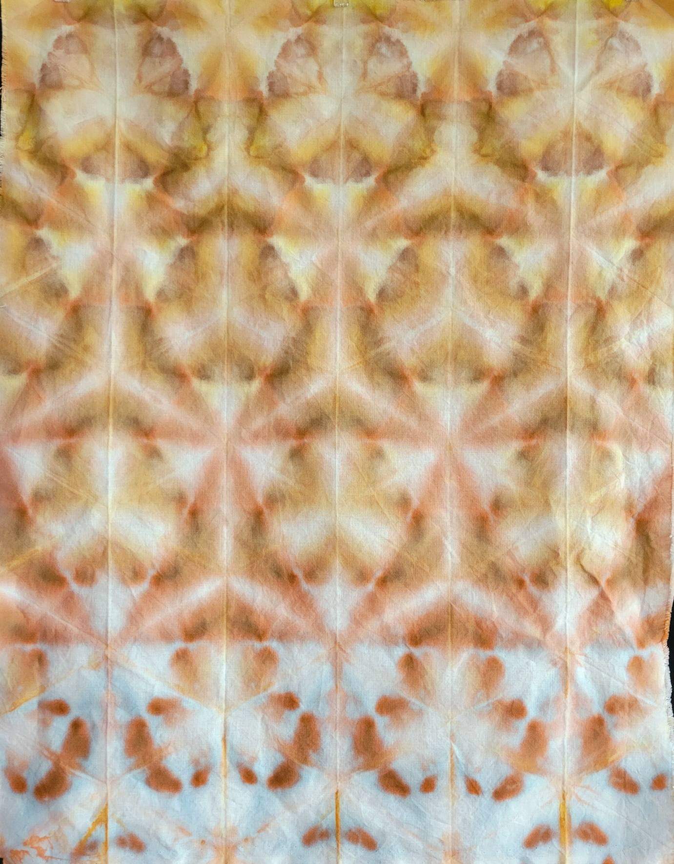 Shibori folded, dye under ice, lighter dye application. Photo credit: Margo Farnsworth.