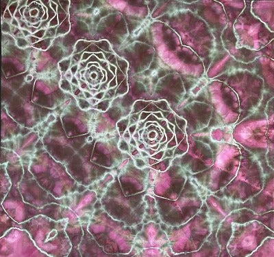 Triple mandala ronstar, hot water irrigation. 1 tbs dye to 1/3 cup soda ash. Photo credit: Brett Walker.