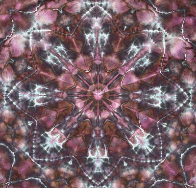 Mandala, hot water irrigation. 1 tbs dye to 1/3 cup soda ash. Photo credit: Brent Walker.
