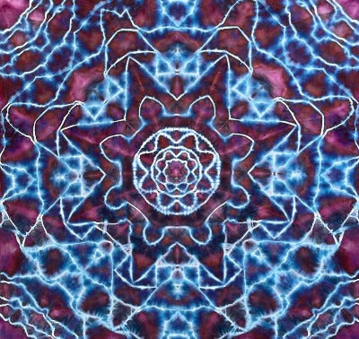 Mandala, hot water irrigation. 1 tbs dye to 1/3 cup soda ash. Photo credit: Brent Walker.