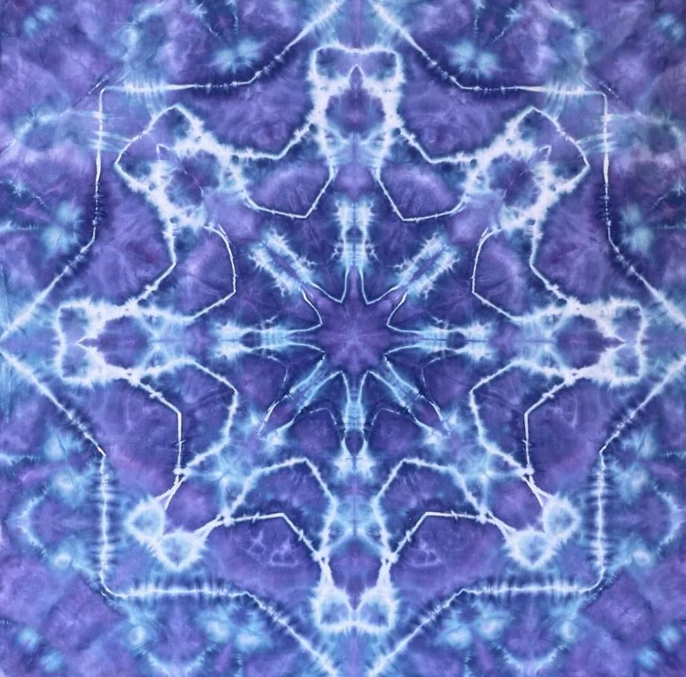 Mandala, hot water irrigation. 1 tbs dye to 1/3 cup soda ash. Photo credit: Brent Walker.