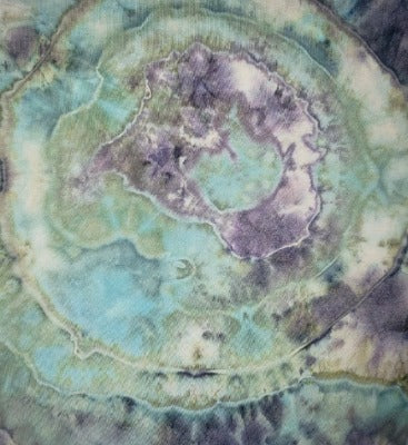 Dye over ice, geode tie on a 100% cotton tee.