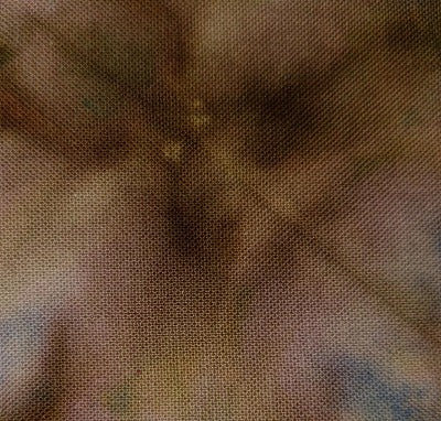 Scrunched, dye over ice. Heavy handed on quilter's cotton.