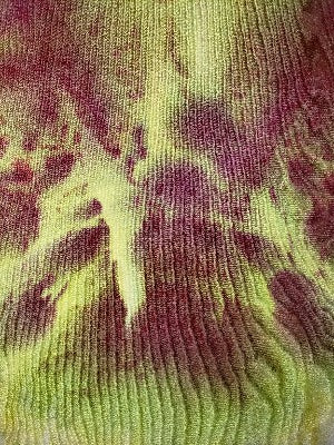 Dye over ice on twisted viscose.