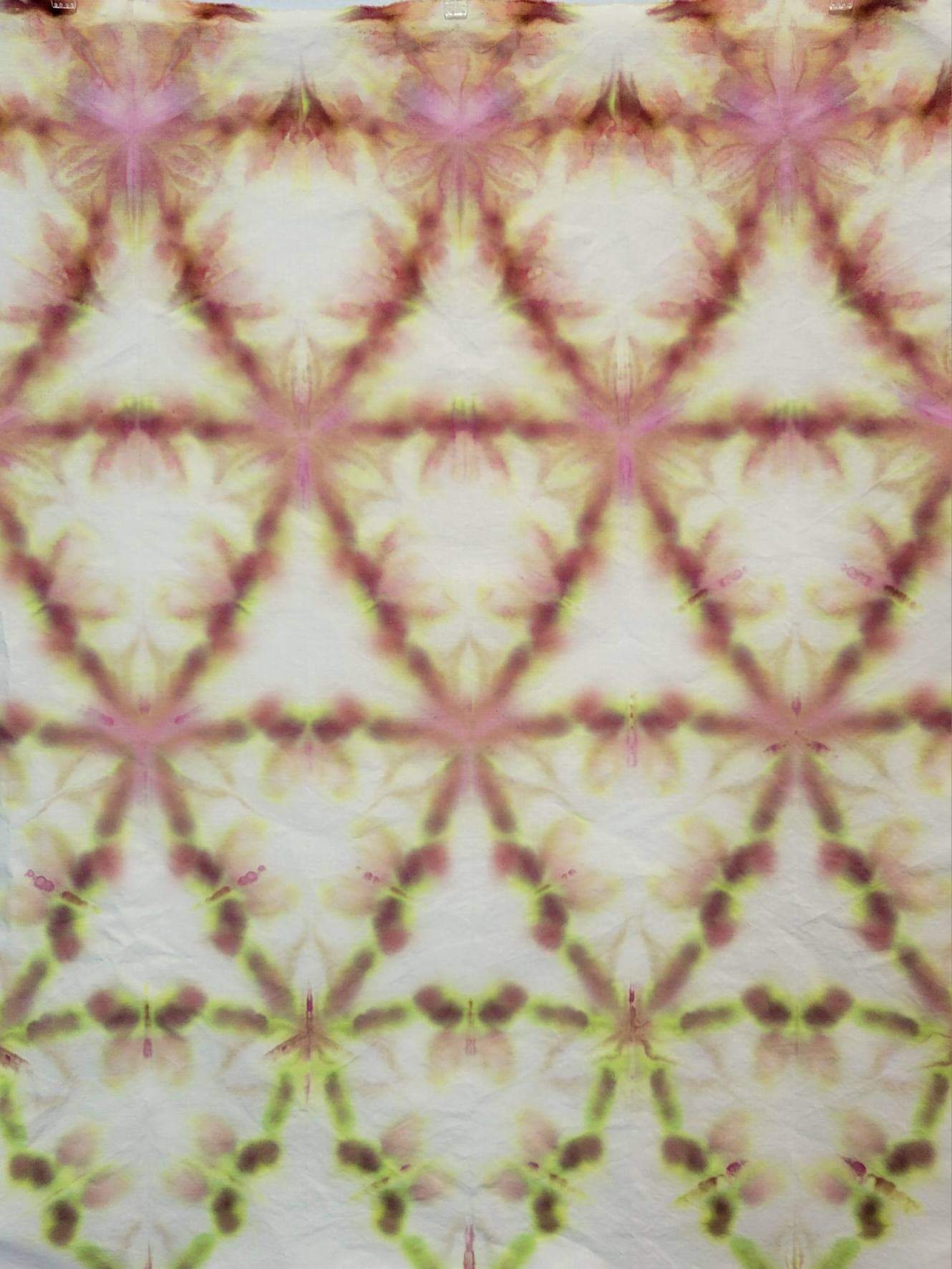 Shibori folded, dye under ice, light handed. Photo credit: Margo Farnsworth.