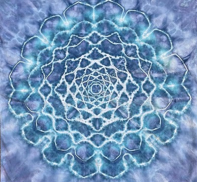 Mandala, hot water irrigation. 1 tbs dye to 1/3 cup soda ash. Photo credit: Brent Walker.