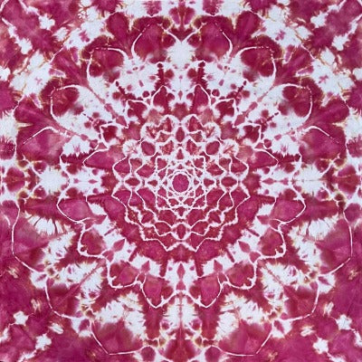 Mandala, hot water irrigation. 1 tbs dye to 1/3 cup soda ash. Photo credit: Brent Walker.