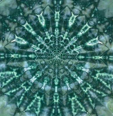 Mandala, hot water irrigation. 1 tbs dye to 1/3 cup soda ash. Photo credit: Brent Walker.