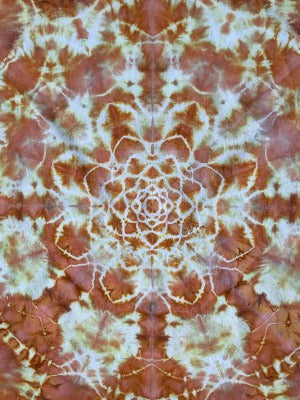 Mandala, hot water irrigation. 1 tbs dye to 1/3 cup soda ash. Photo credit: Brent Walker.
