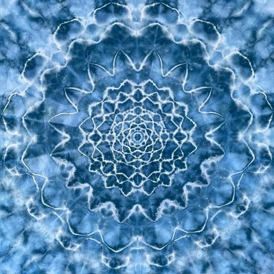 Mandala, hot water irrigation. 1 tbs dye to 1/3 cup soda ash. Photo credit: Brent Walker.