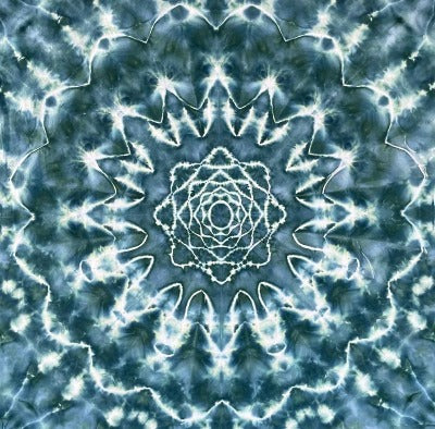 Mandala, hot water irrigation. 1 tbs dye to 1/3 cup soda ash. Photo credit: Brent Walker.